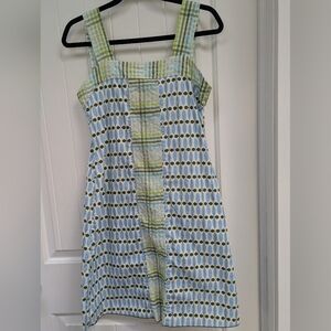 Kara Line Green and Blue Patterned Sun Dress